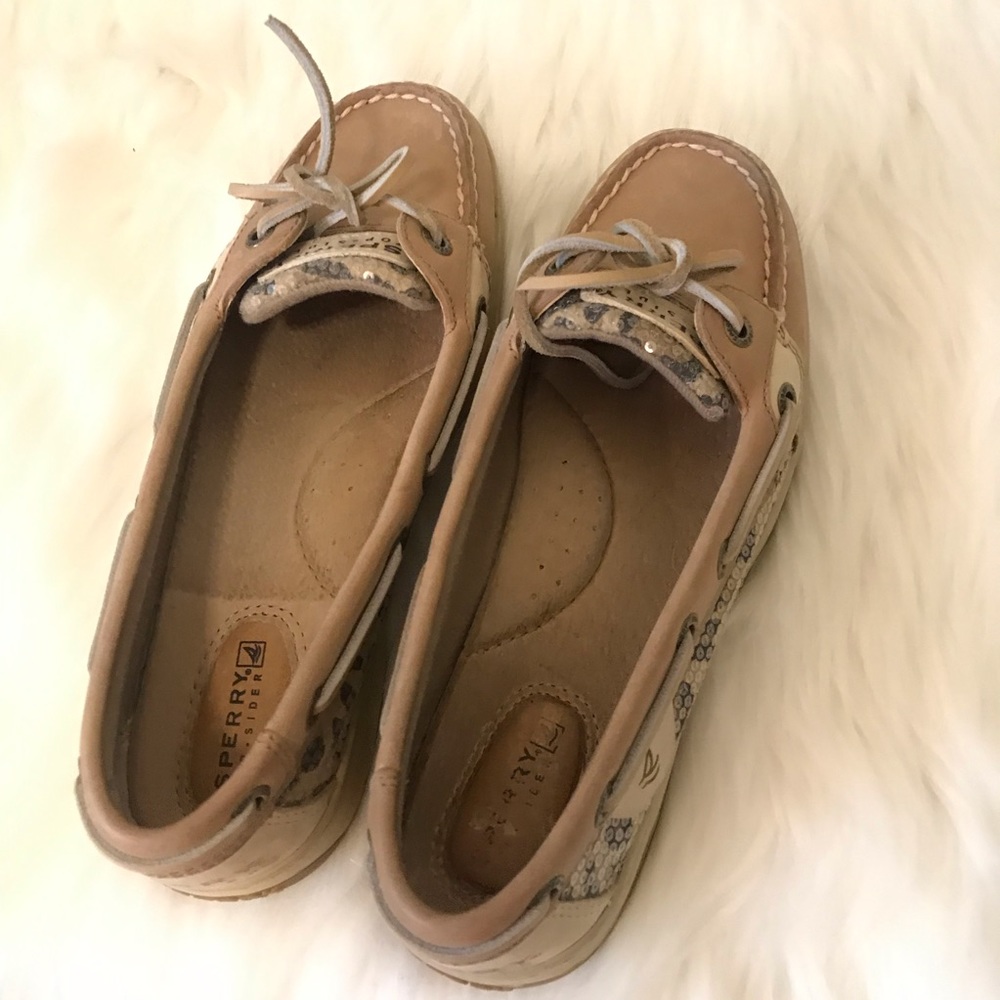 Sperry Top-Sider Tan Boat Shoes Sequin Leopard - Picture 5 of 8